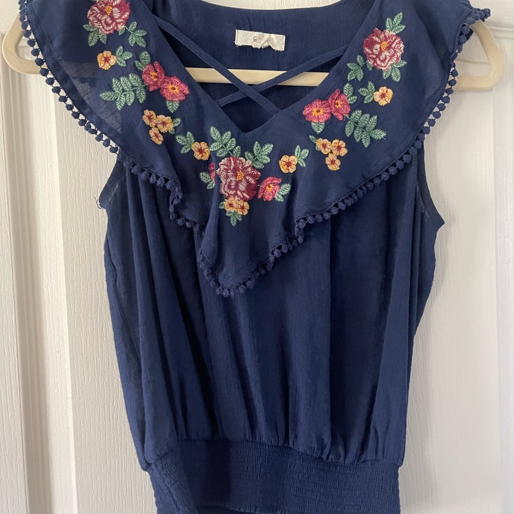 Cute Navy Blue Women's Top